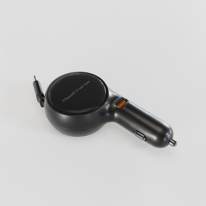 60W Car Charger w/Retractable Cable