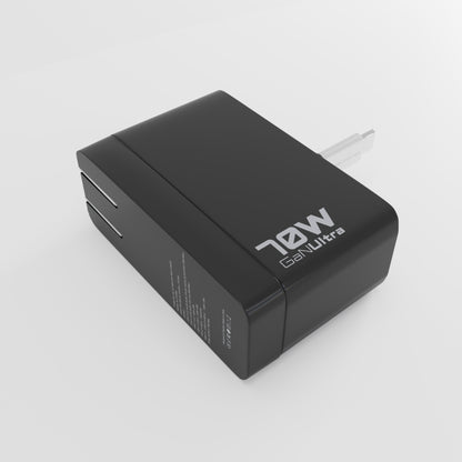 70W USB-C+C+A AVS Wall Charger w/Retractable Cable