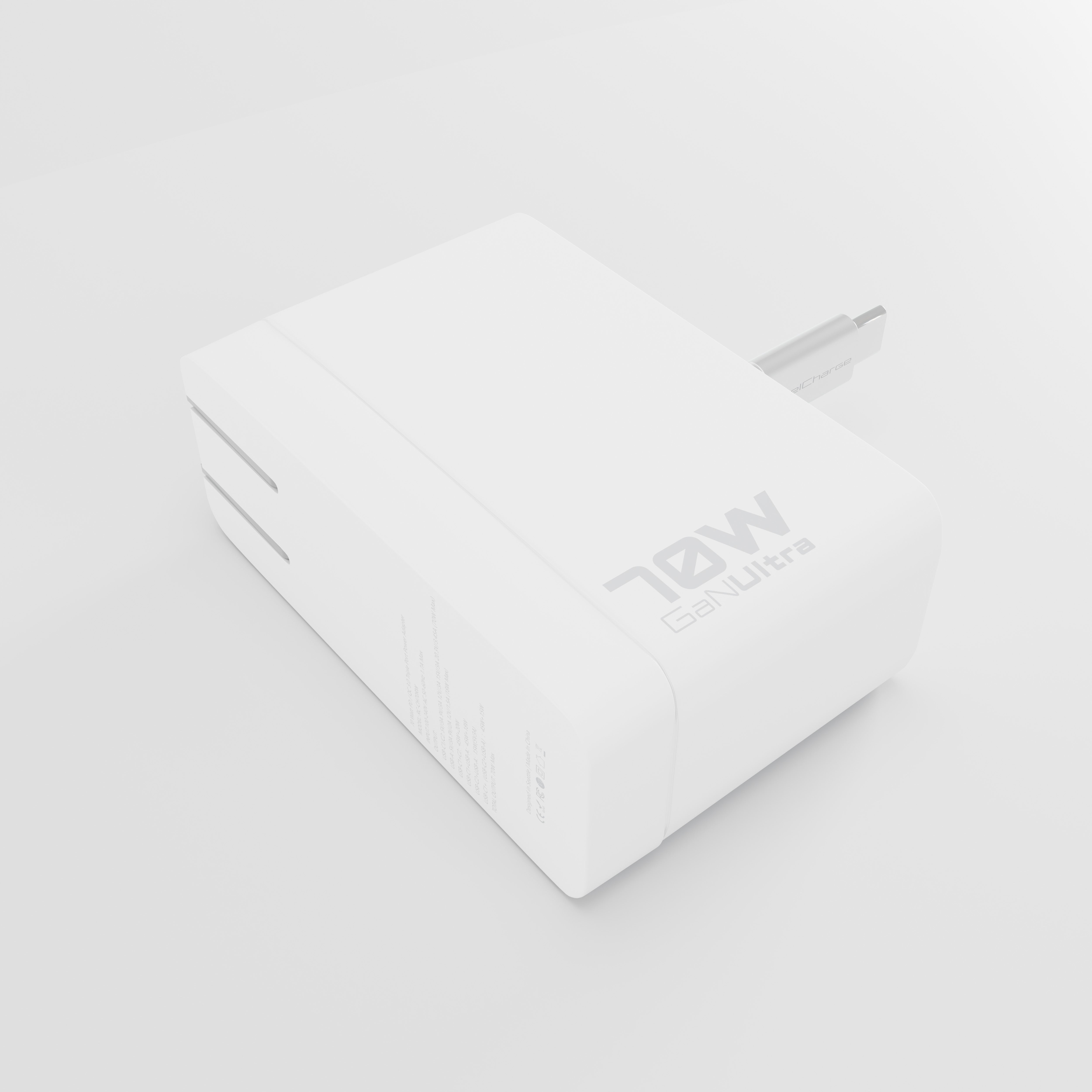 70W USB-C+C+A AVS Wall Charger w/Retractable Cable