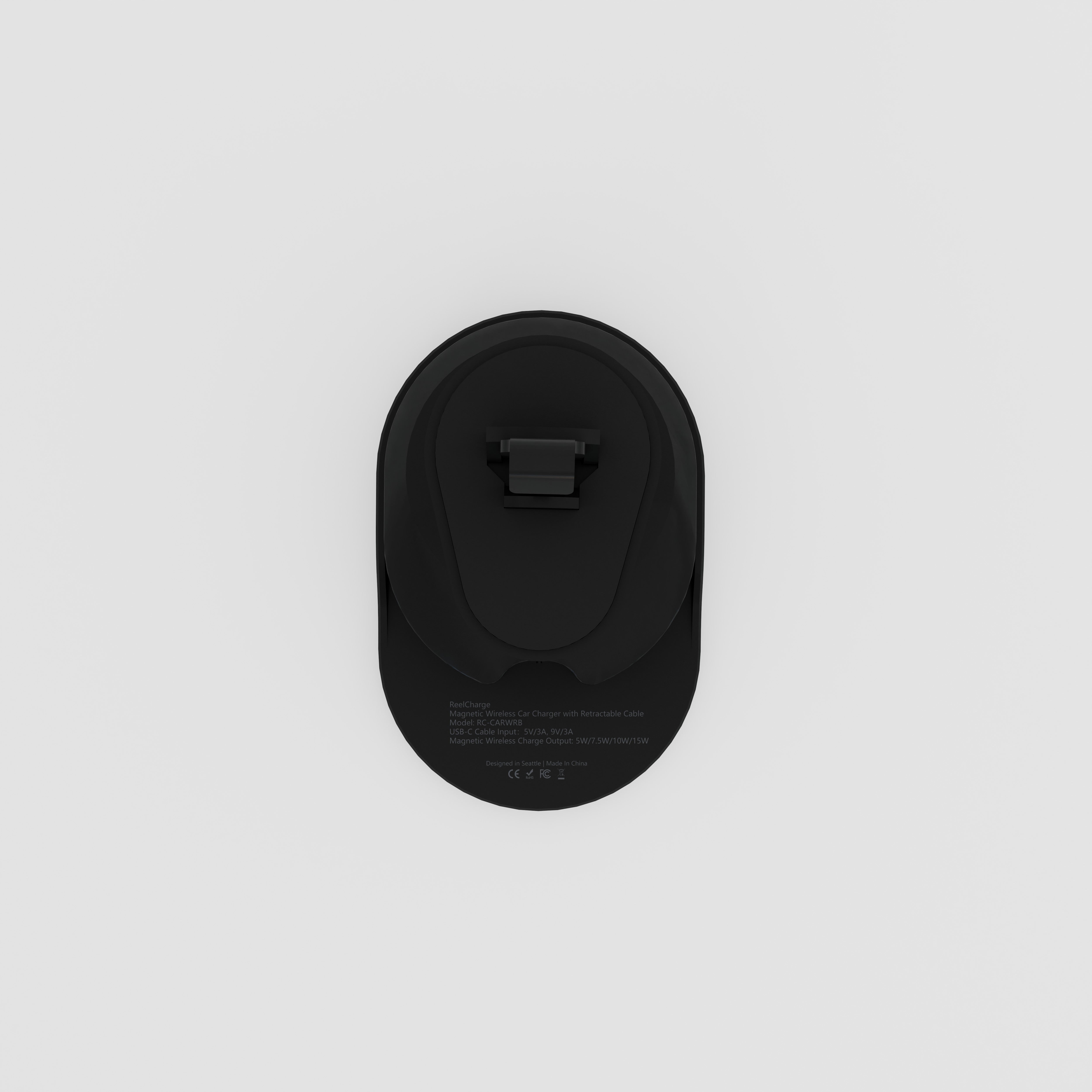 Magnetic Wireless Car Charger w/Retractable Cable