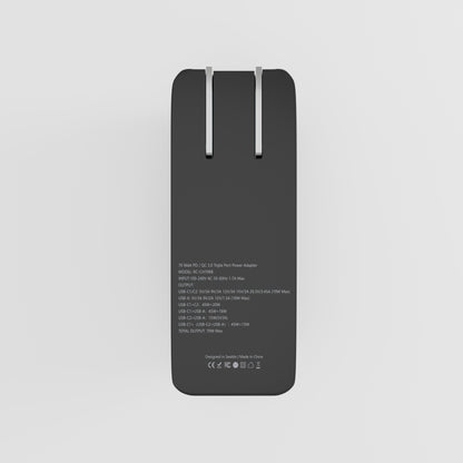 70W USB-C+C+A AVS Wall Charger w/Retractable Cable