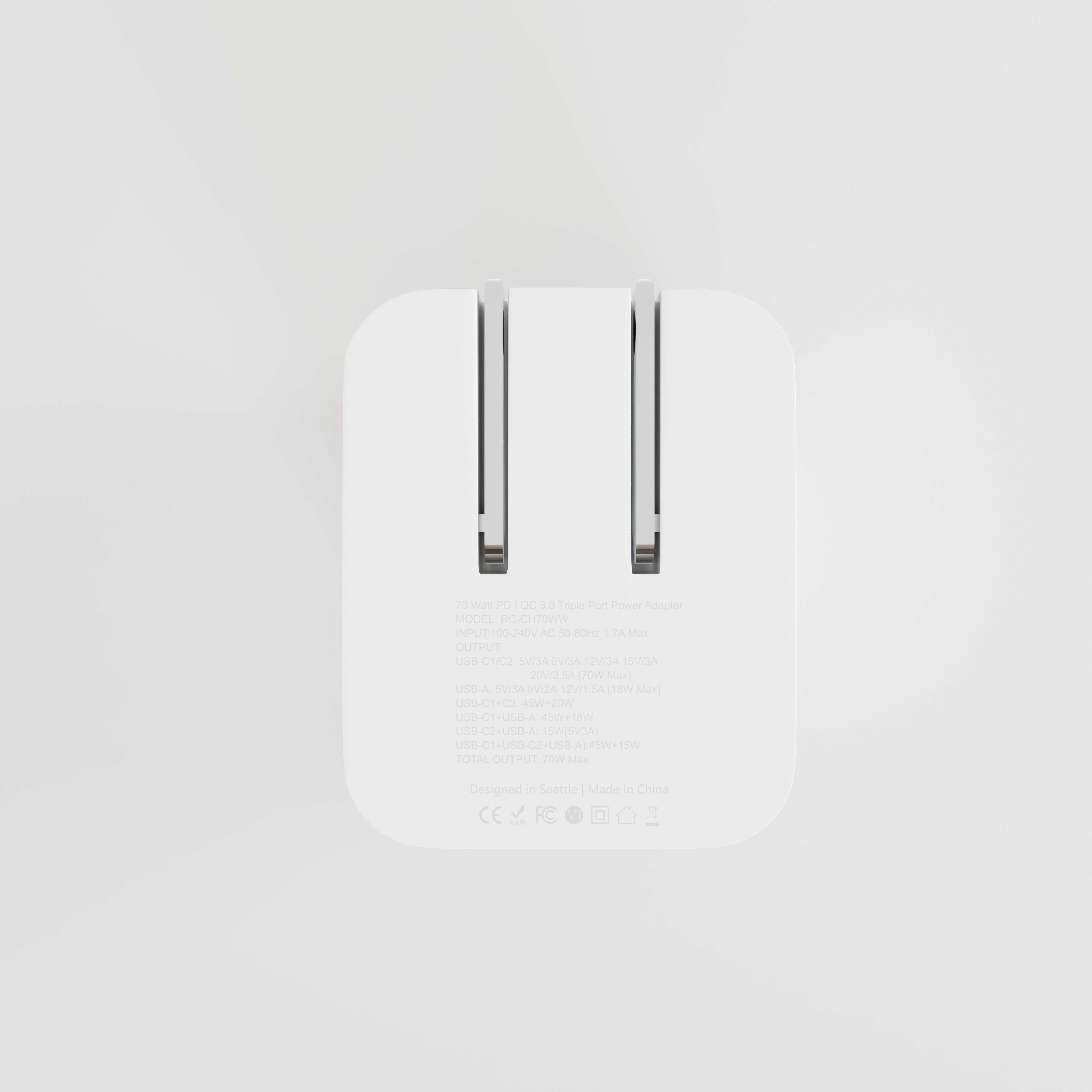 70W Universal Travel Charger w/Retractable Cable