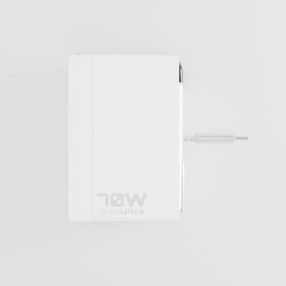 70W USB-C+C+A AVS Wall Charger w/Retractable Cable