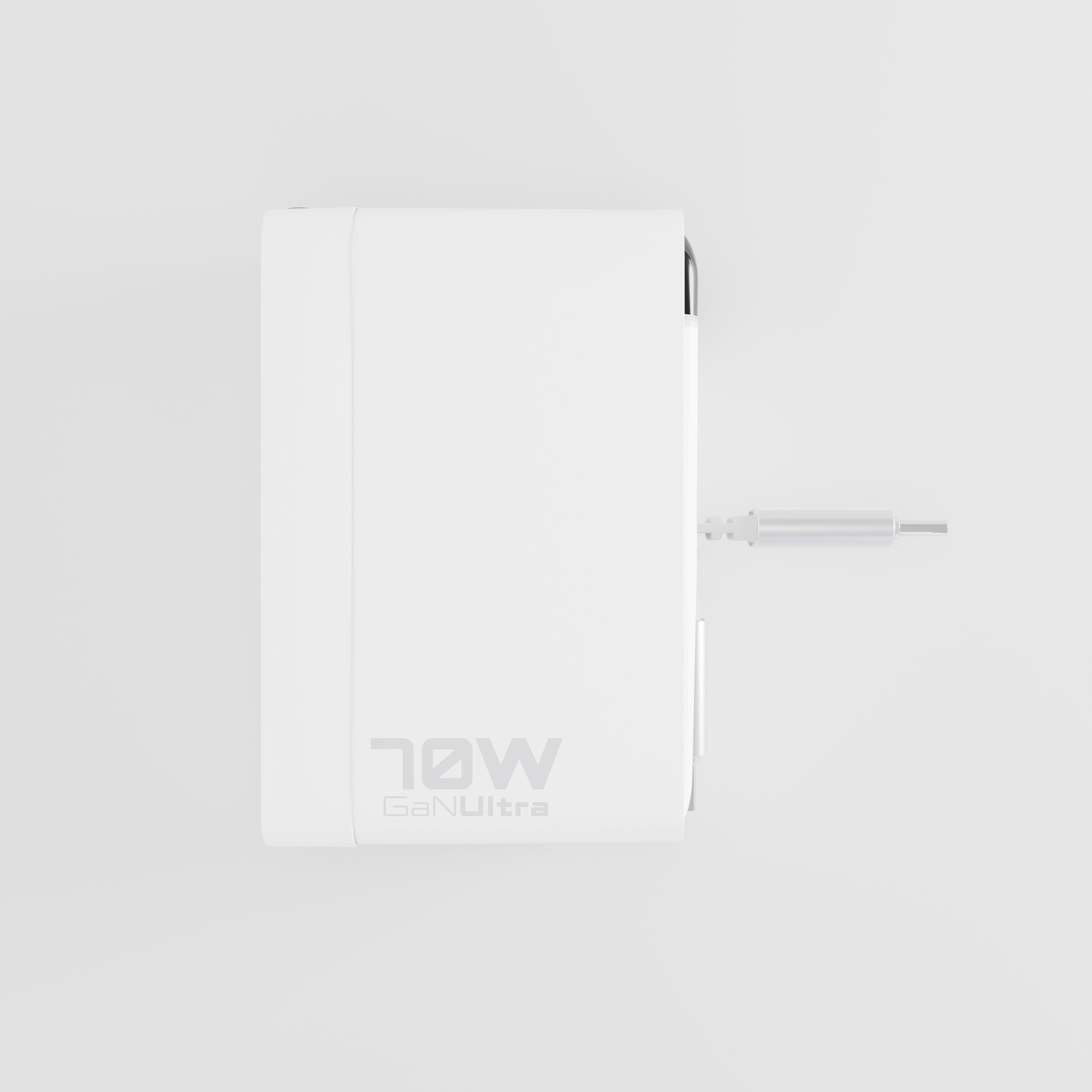 70W USB-C+C+A AVS Wall Charger w/Retractable Cable